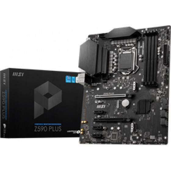 MSI Socket Intel LGA1200 11th/10th GEN, CS Intel Z590, 4 Dimm Sockets DDR4, DP/HDMI, Lan Intel 2.5G, ATX, 3YW. - (Z590 PLUS)