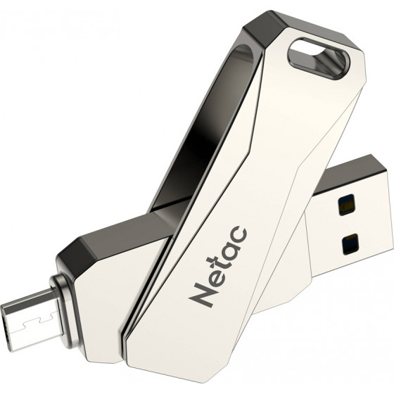 Netac USB Flash Drive U381, 32GB, USB 3.0 & Micro USB, OTG, ����� - (NT03U381B-032G-30PN)