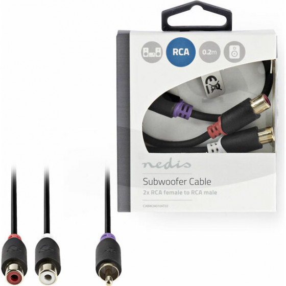 NEDIS CABW24010AT02 Subwoofer Cable RCA Male - 2x RCA Female 0.2 m Anthracite
