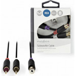 NEDIS CABW24020AT02 Subwoofer Cable 2x RCA Male - RCA Female 0.2 m Anthracite