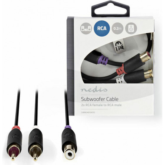 NEDIS CABW24020AT02 Subwoofer Cable 2x RCA Male - RCA Female 0.2 m Anthracite