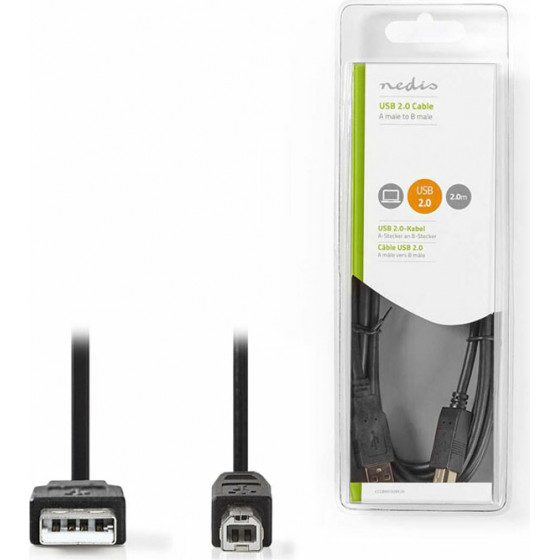 NEDIS CCGB60100BK20 USB 2.0 Cable A Male - B Male 2.0 m Black