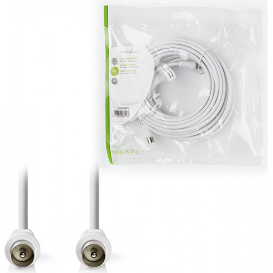 NEDIS CSGP40200WT100 Coax Cable IEC (Coax) Male IEC (Coax) Male Nickel Plated 90