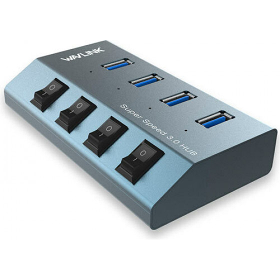 Wavlink superspeed USB3.0 4 Port aluminum hub with fast charging & power supply - (WL-UH3049)
