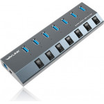 Wavlink superspeed USB3.0 7 Port hub with individual power switches hub & power supply - (WL-UH3076)