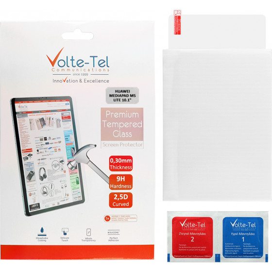 Volte-Tel tempered glass Huawei MEDIAPAD M5 Lite 10.1 9H 0.30mm 2.5D full glue - (5205308223433)