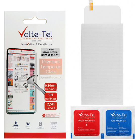 Volte-Tel tempered glass Xiaomi Redmi NOTE 9/NOTE 9T 5G 6.53 9H 0.30mm 2.5D full glue - (5205308268212)