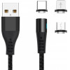 Maxlife magnetic data cable lightning micro usb Type C 1m 2A black - (MXCUC02)