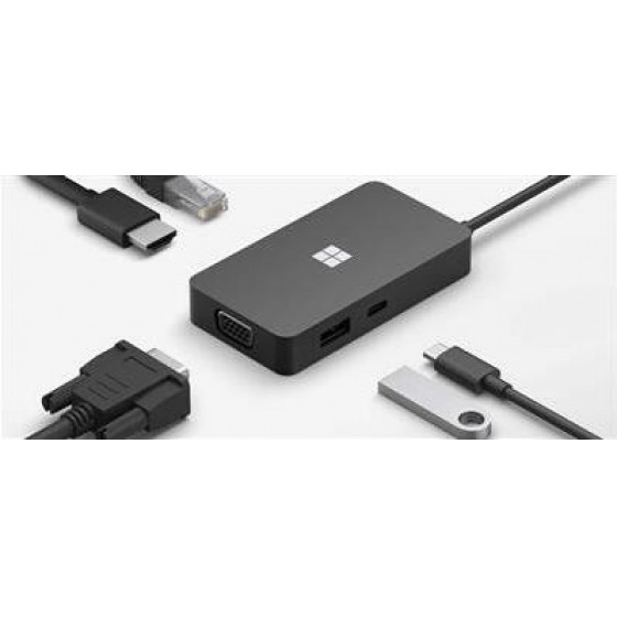 Microsoft USB-C Travel Hub USB 3.2 Gen 2 (3.1 Gen 2) Type-A Black - (SWV-00009)