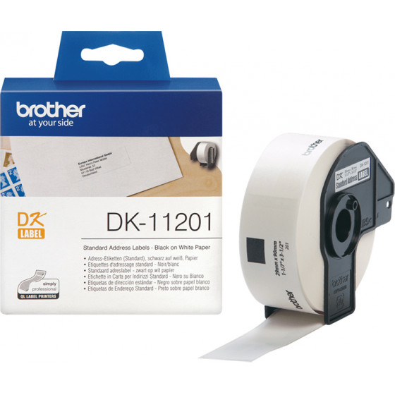 Brother DK-11201 Label Roll - Black on White, 29mm x 90mm - (DK11201)