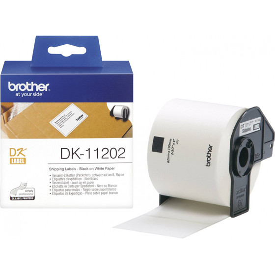 Brother DK-11202 Label Roll - Black on White, 62mm x 100mm - (DK11202)