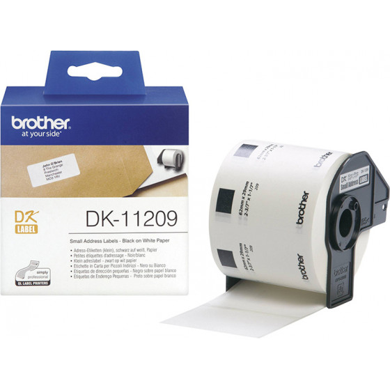 Brother DK-11209 Label Roll - Black on White, 29mm x 62mm - (DK11209)