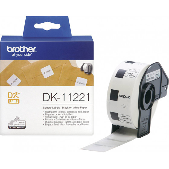 Brother DK-11221 Label Roll - Black on White, 23mm x 23mm - (DK11221)