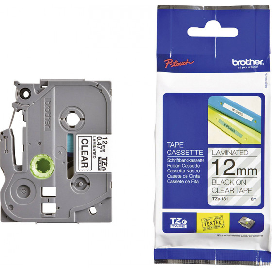 Brother TZe-131 Labelling Tape - Black on Clear, 12mm wide - (TZE131)