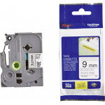 Brother TZe-S221 Labelling Tape Cassette - Black on White Strong Adhesive, 9mm wide - (TZES221)