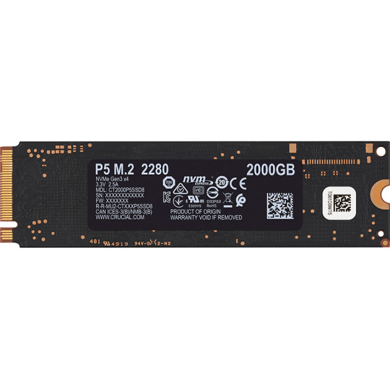 Crucial SSD P5 2TB 3D NAND NVME PCIe M.2 - (CT2000P5SSD8)