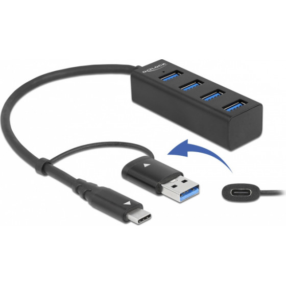 DeLock USB hub 63828 4x USB 3.2 Gen 1, 5Gbps, ����� - (63828-DL)