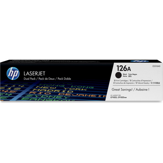 HP 126A LaserJet CP1025 Black Toner Dual Pack - (CE310AD)