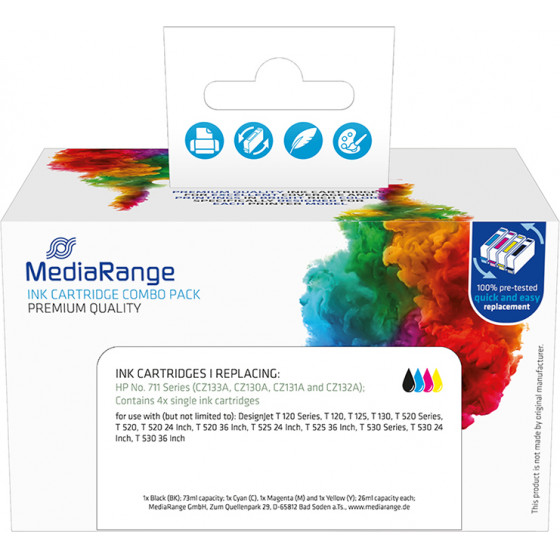 Mediarange Inkjet ������� ��� ��������� HP (Multipack) (No.711) (CZ129A/30A/31A/32A) - (MRHP711MPK)