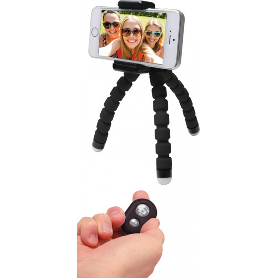 MediaRange Universal Mini Tripod With Flexible legs and remote shutter, Black - (MRMA205)