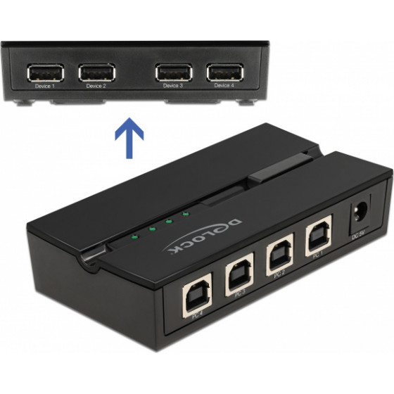 DeLock USB 2.0 switch 4x USB Type B �� 4x USB, �� �������, ����� - (11494)