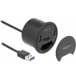 DeLock USB hub 2x USB 3.2 Gen 1, SD/micro SD, 5Gbps, 60mm, ����� - (64152)