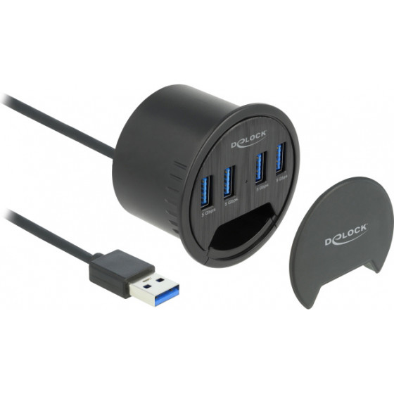DeLock USB hub 4x USB 3.2 Gen 1, 5Gbps, 60mm, ����� - (64153)