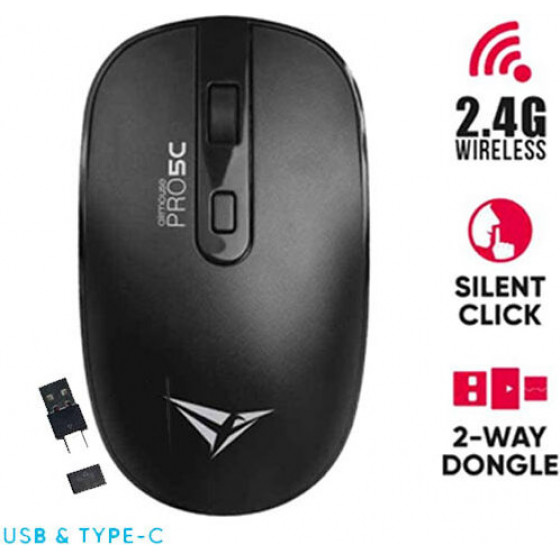 Alcatroz wireless two way dongle (USB+TYPE-C) silent mouse black - (AM5CB)