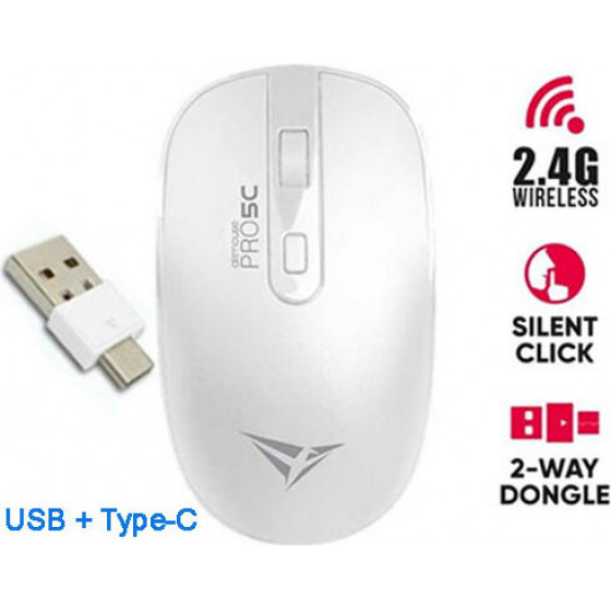 Alcatroz wireless two way dongle (USB+TYPE-C) silent mouse white - (AM5CW)