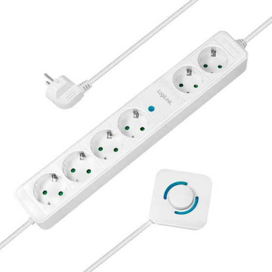 Logilink Socket 6 x Schuko with foot switch 1,5m - (LPS271)