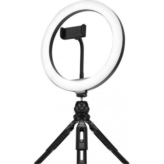 Streamplify Light 10 Streaming Ring Light - Black - 26cm & tripod - selfie stick - (TVSP-001)