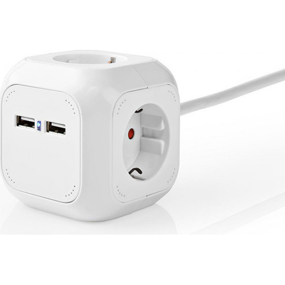 Nedis EXSOC415UFWT extension socket 4-WAY 1.50m 3680W H05VV-F 3G1.5mm� white