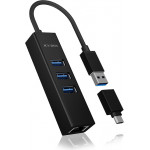 RaidSonic ICY BOX IB-HUB1419-LAN 4-port hub with USB 3.0 Type-A & Type-C interface