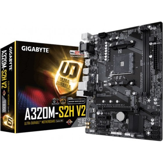 Gigabyte Motherboard A320M-S2H V2 , AM4, MATX - (GA-A320M-S2H V2)