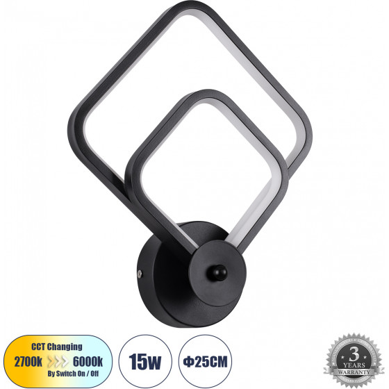 GloboStar ANNA ��������� ������ - ������ Design LED CCT 15W 1800lm 300� AC 220-240V - �������� �������� ���� �������� On/Off All In One ����� 6000k+������ 4500k+����� 2700k �25 x �8 x �30cm - ����� - (61085)