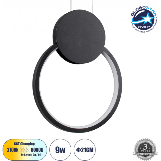 GloboStar CYCLOS �������� ��������� ������ Design LED CCT 9W 1080lm 300� AC 220-240V - �������� �������� ���� �������� On/Off All In One ����� 6000k+������ 4500k+����� 2700k �21 x �2.3 x �26.5cm - ����� - (61073)