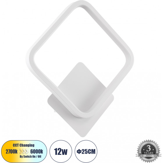 GloboStar LENA ��������� ������ - ������ Design LED CCT 12W 1440lm 300� AC 220-240V - �������� �������� ���� �������� On/Off All In One ����� 6000k+������ 4500k+����� 2700k �25 x �5.5 x �29.5cm - ����� - (61080)