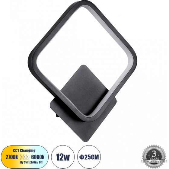 GloboStar LENA ��������� ������ - ������ Design LED CCT 12W 1440lm 300� AC 220-240V - �������� �������� ���� �������� On/Off All In One ����� 6000k+������ 4500k+����� 2700k �25 x �5.5 x �29.5cm - ����� - (61079)