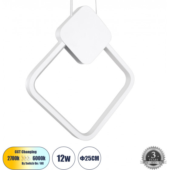 GloboStar MARY �������� ��������� ������ Design LED CCT 12W 1440lm 300� AC 220-240V - �������� �������� ���� �������� On/Off All In One ����� 6000k+������ 4500k+����� 2700k �20 x �2.3 x �28.5cm - ����� - (61083)