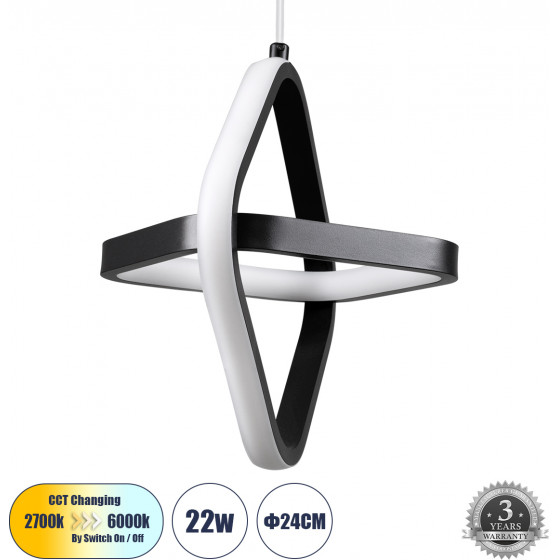 GloboStar ROSE �������� ��������� ������ Design LED CCT 22W 2640lm 300� AC 220-240V - �������� �������� ���� �������� On/Off All In One ����� 6000k+������ 4500k+����� 2700k �24 x �22 x �24cm - ����� - (61064)