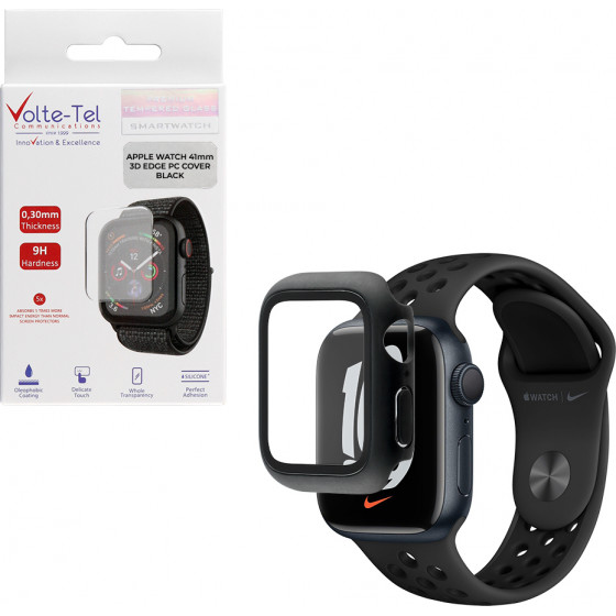 Volte-Tel Tempered Glass Apple Watch 41mm 1.69'' 9H 0.30mm Pc Edge Cover With Key 3D Full Glue Full Cover Black - (5205308305146)