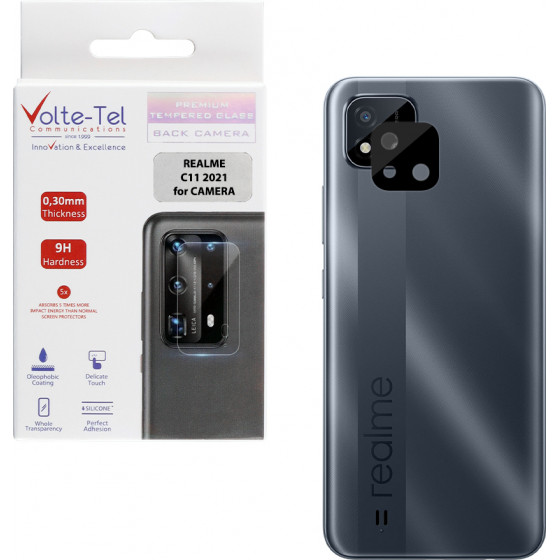 Volte-Tel Tempered Glass Realme C11 2021 6.52'' 9H 0.25mm 3D Curved For Camera Black - (5205308305320)
