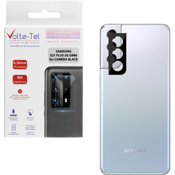 Volte-Tel Tempered Glass Samsung S21 Plus 5G G996 6.7'' 9H 0.25mm 3D Curved For Camera Black - (5205308305474)