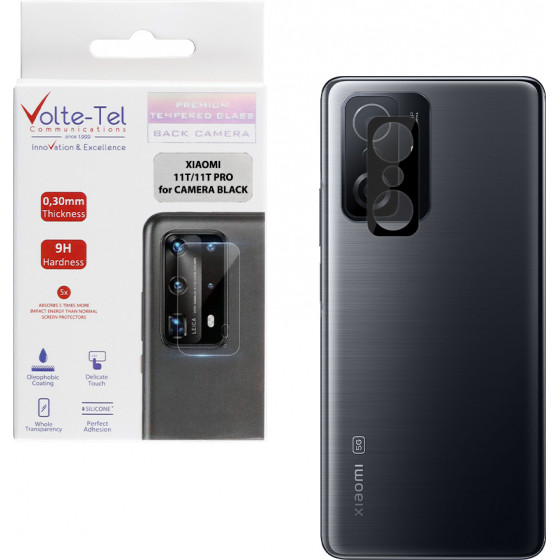 Volte-Tel Tempered Glass Xiaomi 11T/11T Pro 6.67'' 9H 0.25mm 3D Curved For Camera Black - (5205308305498)