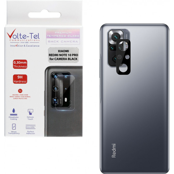 Volte-Tel Tempered Glass Xiaomi Redmi Note 10 Pro 6.67'' 9H 0.25mm 3D Curved For Camera Black - (5205308305566)