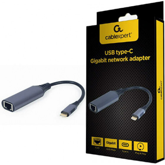 Cablexpert Usb TYPE-C Gigabit Network Adapter Space Grey Retail Pack - (A-USB3C-LAN-01)