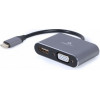 Cablexpert Usb TYPE-C To Hdmi + Vga Display Adapter Space Grey Retail Pack - (A-USB3C-HDMIVGA-01)
