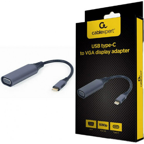 Cablexpert Usb TYPE-C To Vga Display Adapter Space Grey Retail Pack - (A-USB3C-VGA-01)