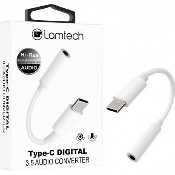 Lamtech TYPE-C Adapter Cable Audio Jack 3,5MM White - (LAM023831)