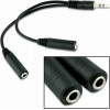 Powertech ������� 3.5mm �������� �� 2x 3.5mm ������ 0.2m, ����� - (CAB-J011)